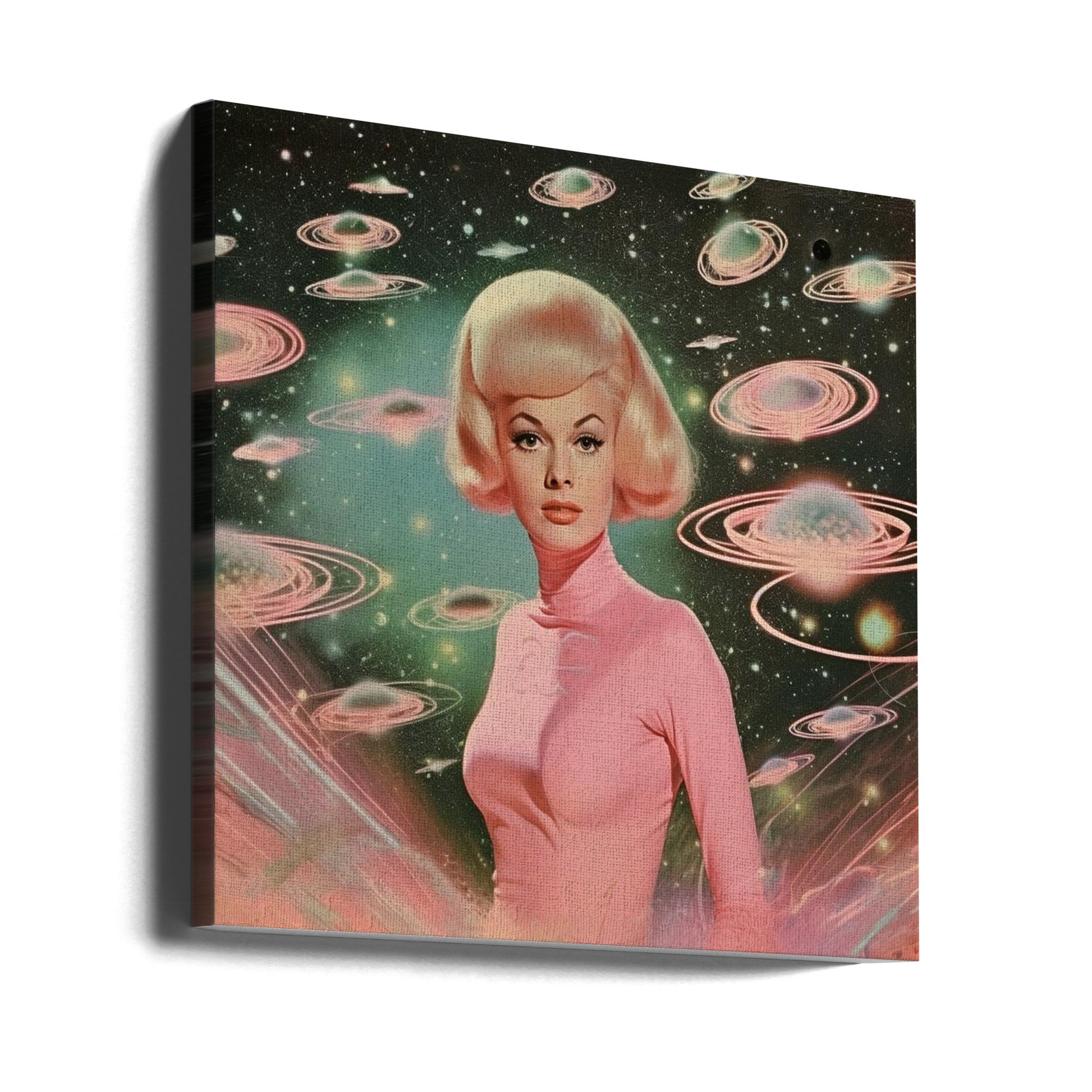 Atomic Age Space Babe by Samantha Hearn | Retro Sci-fi Collage, Large Canvas Wall Art Print | Artsy Earth