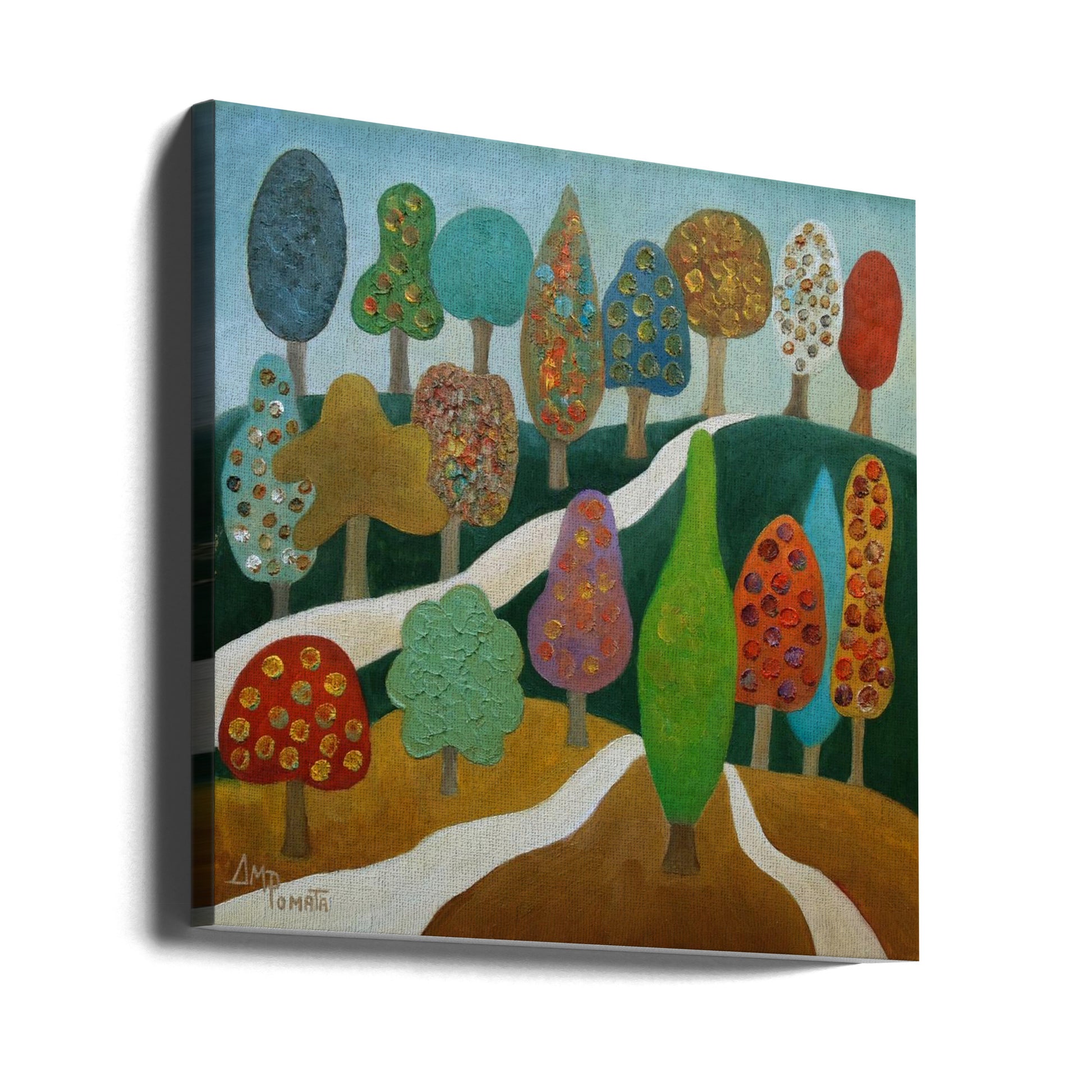 Bountiful Trees by Angeles M. Pomata | Colorful Forest Landscape, Large Canvas Wall Art Print | Artsy Earth