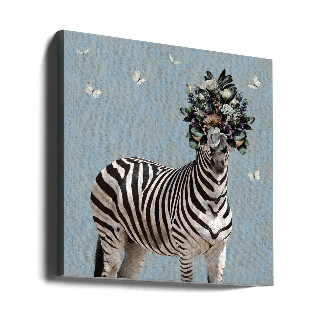 Spring Flower Bonnet On Zebra by Sue Skellern | Surreal Wildlife Botanical, Large Canvas Wall Art Print | Artsy Earth