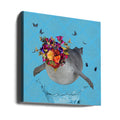 Spring Flower Bonnet On Seal by Sue Skellern | Surreal Digital Collage, Large Canvas Wall Art Print | Artsy Earth