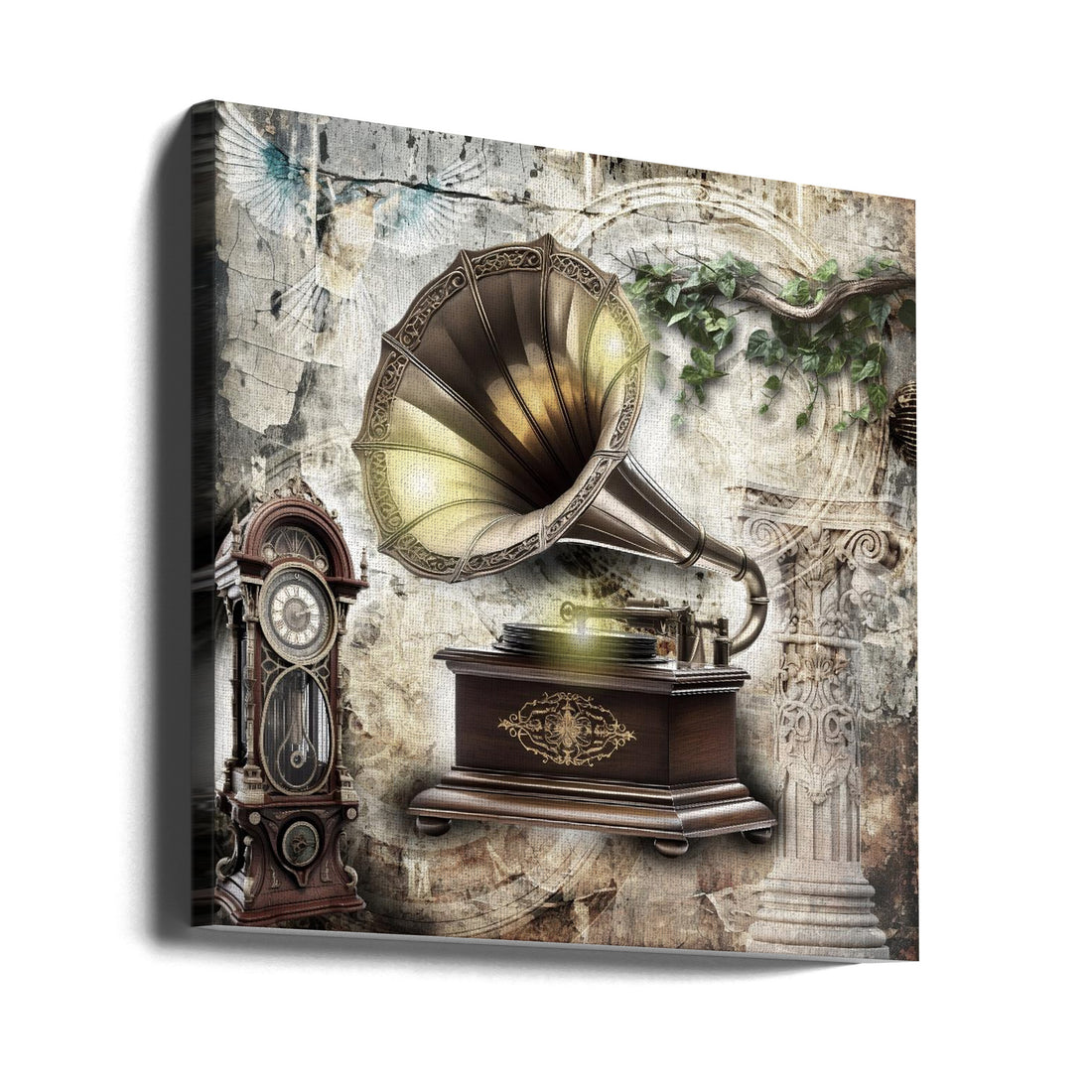 Gramophone Art by Rafal Kulik | Surreal Time Collage, Large Canvas Wall Art Print | Artsy Earth