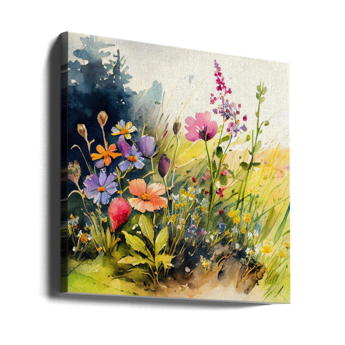 Idyllic Meadow by Justyna Jaszke | Watercolor Floral Art, Large Canvas Wall Art Print | Artsy Earth