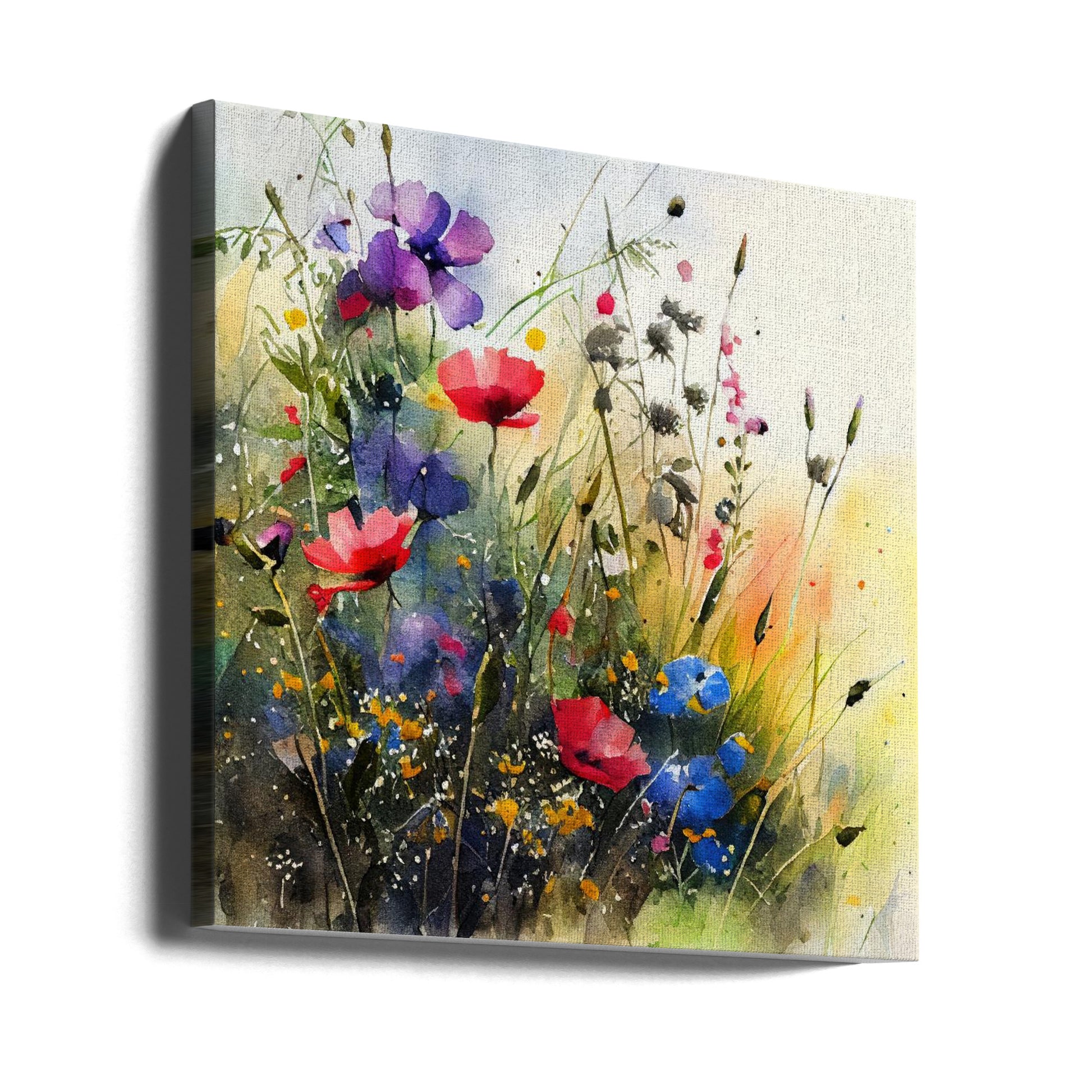 Idyllic Meadow by Justyna Jaszke | Watercolor Floral Illustration, Large Canvas Wall Art Print | Artsy Earth