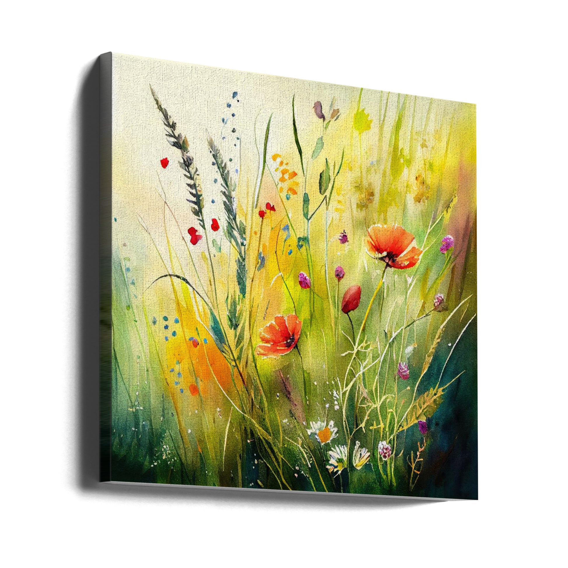 Idyllic Meadow by Justyna Jaszke | Botanical Watercolor Nature, Large Canvas Wall Art Print | Artsy Earth