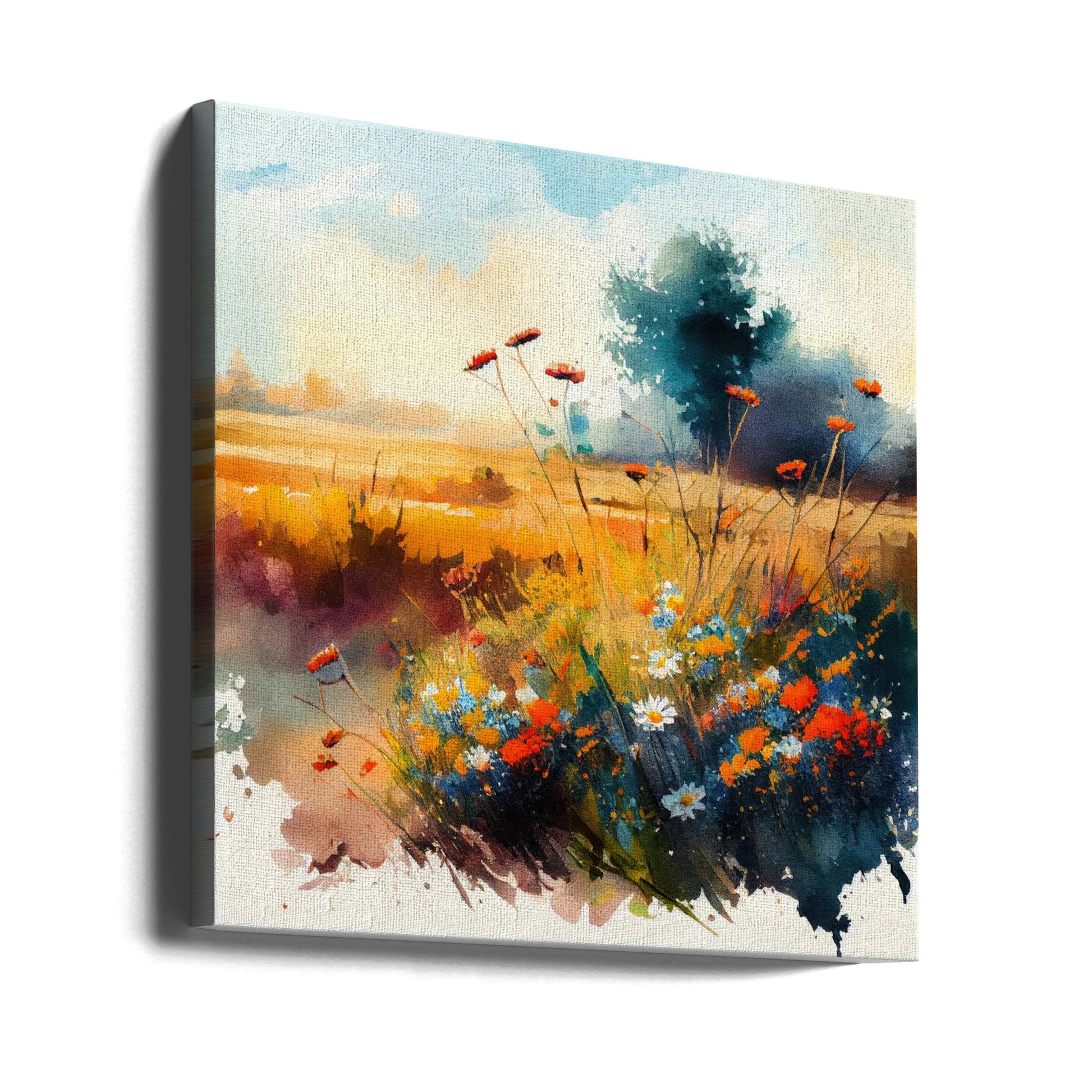 Meadow Nature Art by Justyna Jaszke | Botanical Watercolor Illustration, Large Canvas Wall Art Print | Artsy Earth