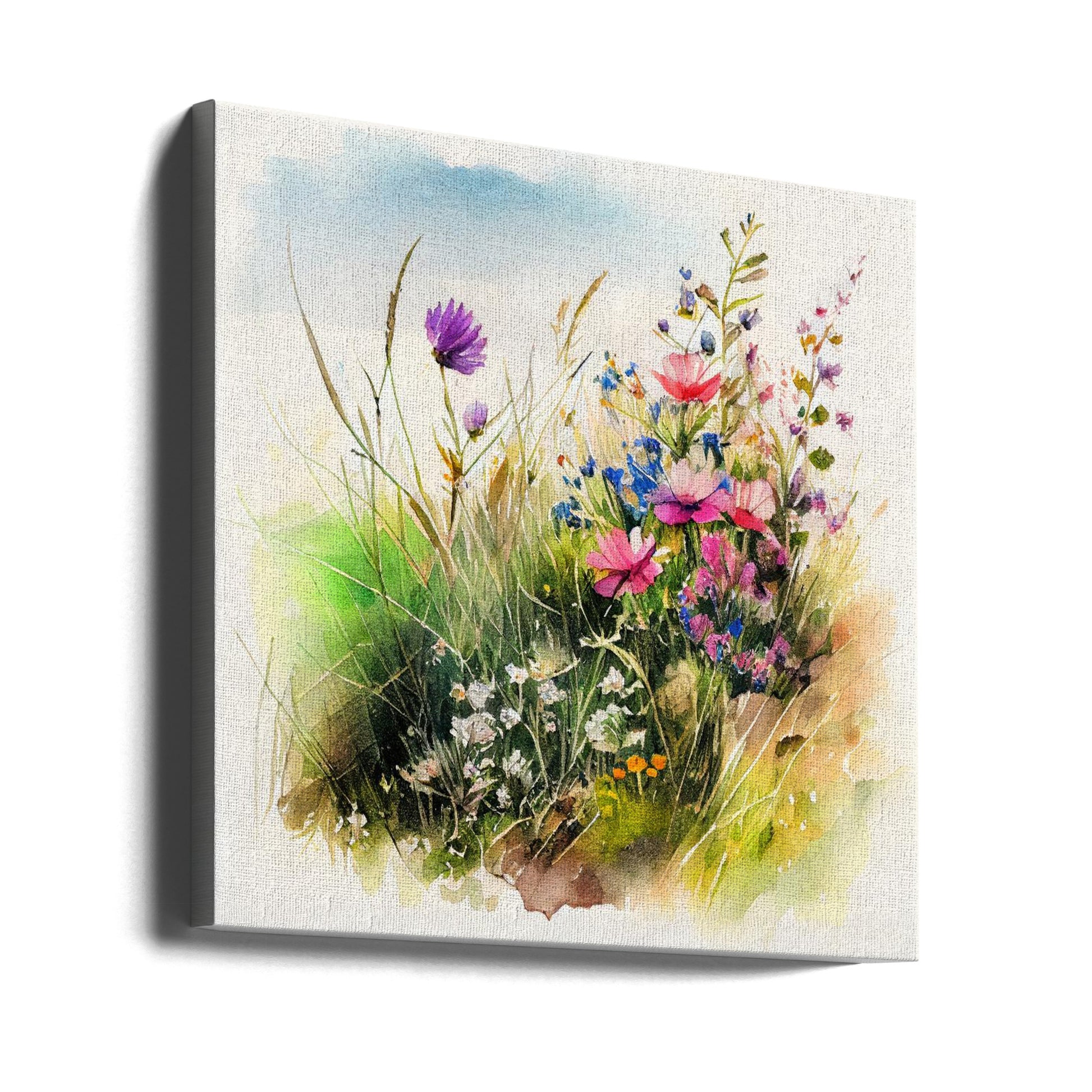 Meadow Nature Art by Justyna Jaszke | Botanical Watercolor Illustration, Large Canvas Wall Art Print | Artsy Earth