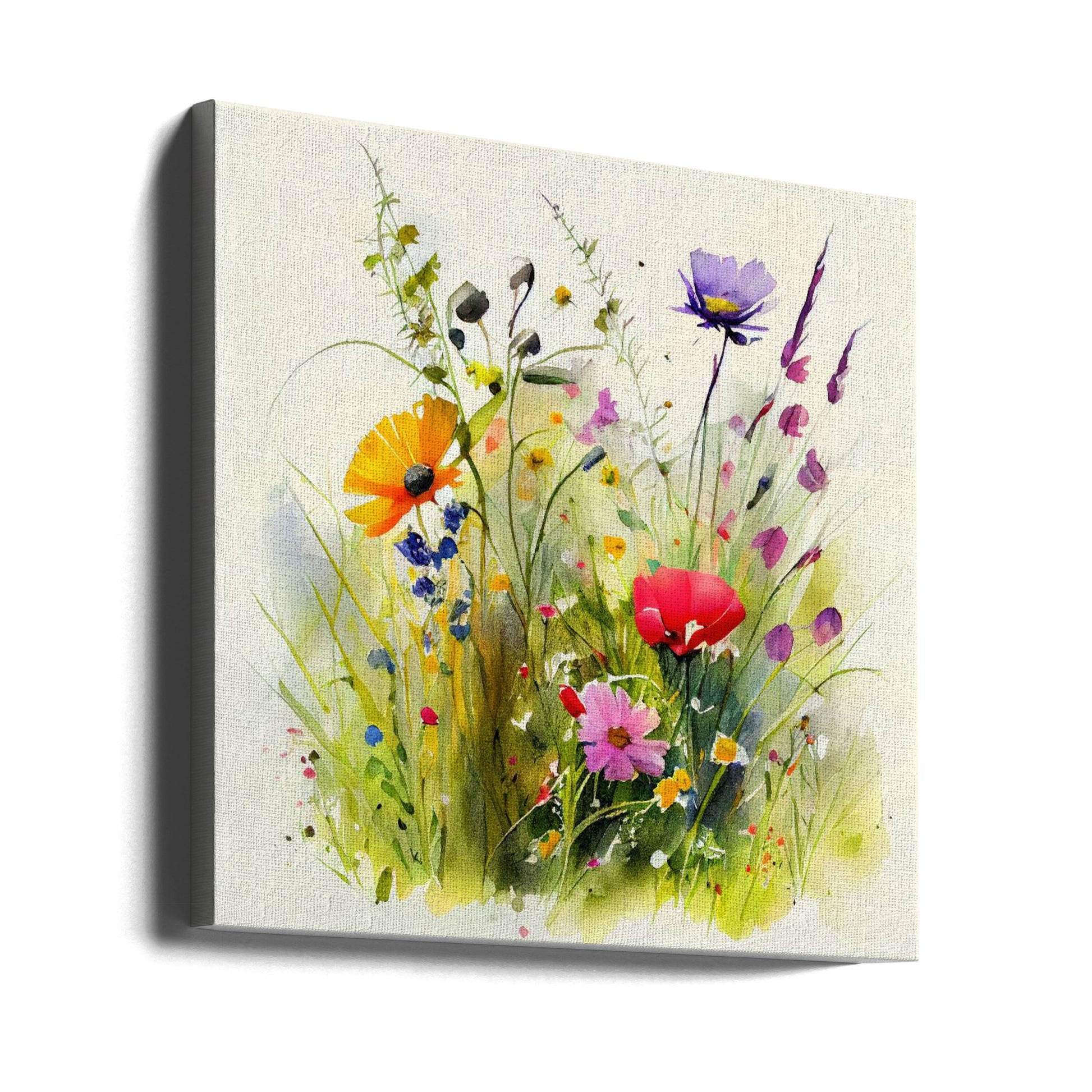 Meadow Nature Art by Justyna Jaszke | Watercolor Floral Illustration, Large Canvas Wall Art Print | Artsy Earth