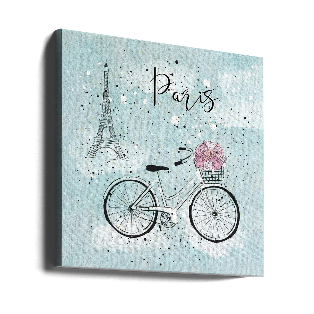 Blue Paris Bike by Martina | Romantic Paris Travel, Large Canvas Wall Art Print | Artsy Earth