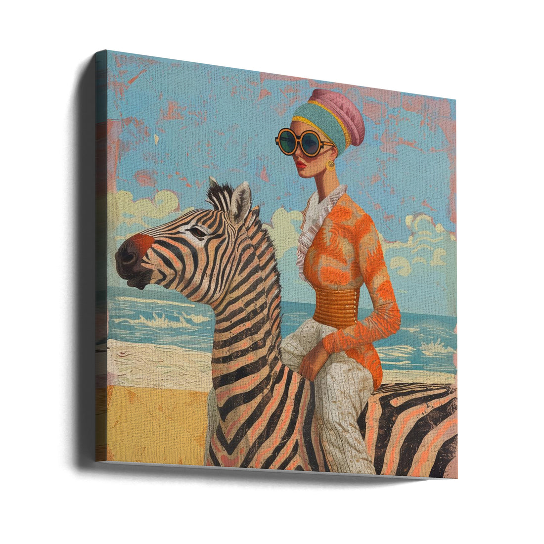 Woman and Zebra by Mowzu | Pop Art Portrait, Large Canvas Wall Art Print | Artsy Earth