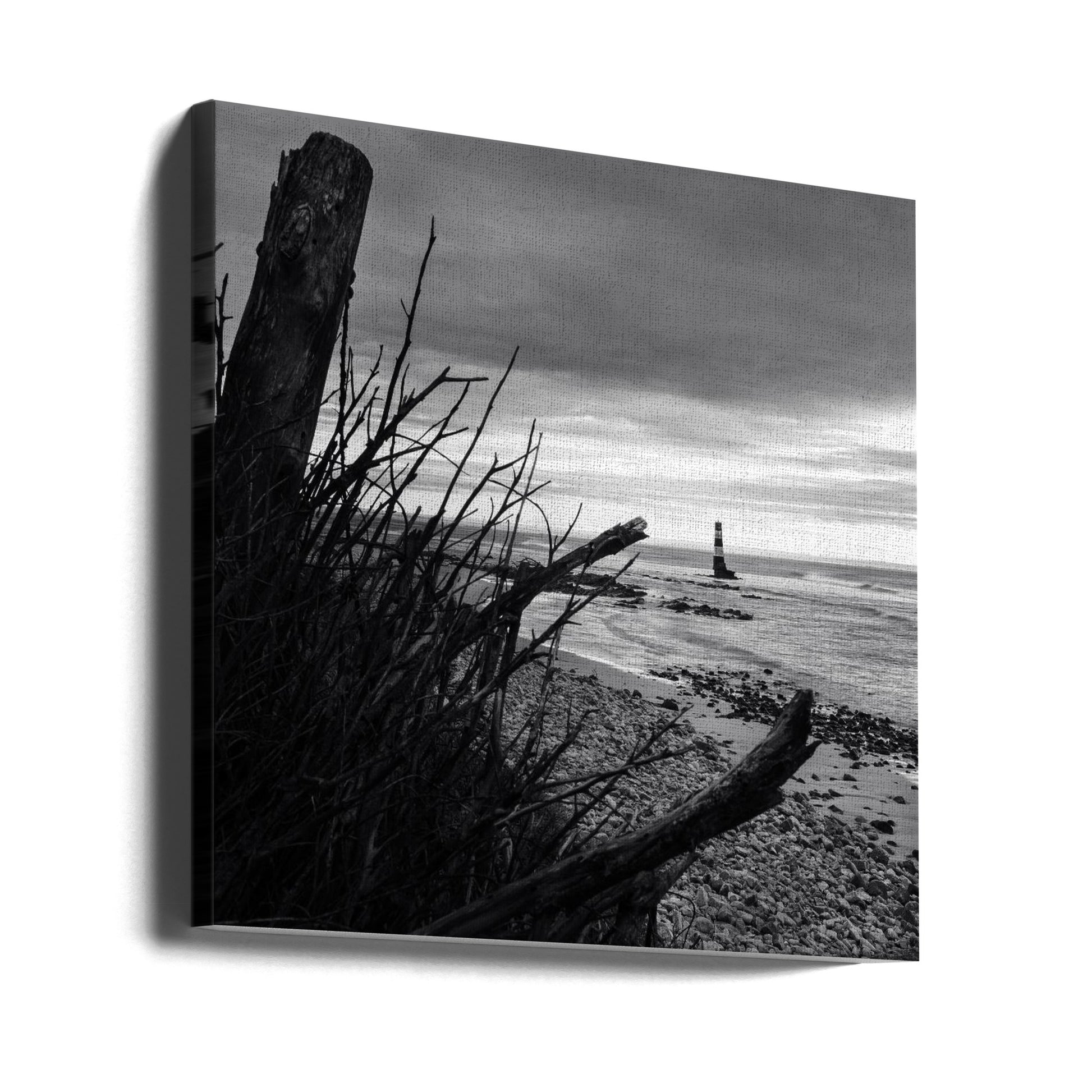 Lighthouse Storm Scene by Ray Truter | Black And White Seascape, Large Canvas Wall Art Print | Artsy Earth