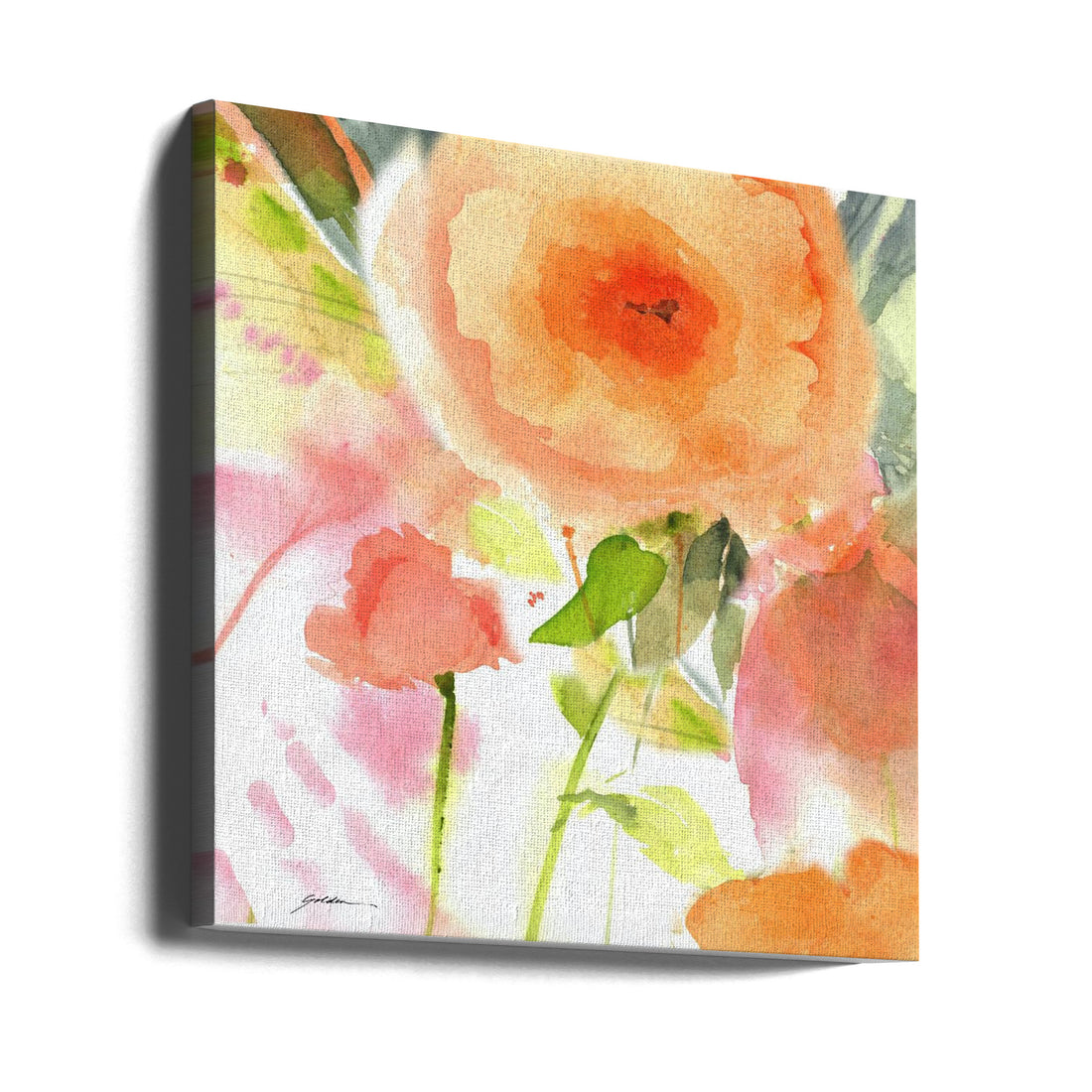 Peach Fusion Watercolor by Sheila Golden | Floral Watercolor Art, Large Canvas Wall Art Print | Artsy Earth