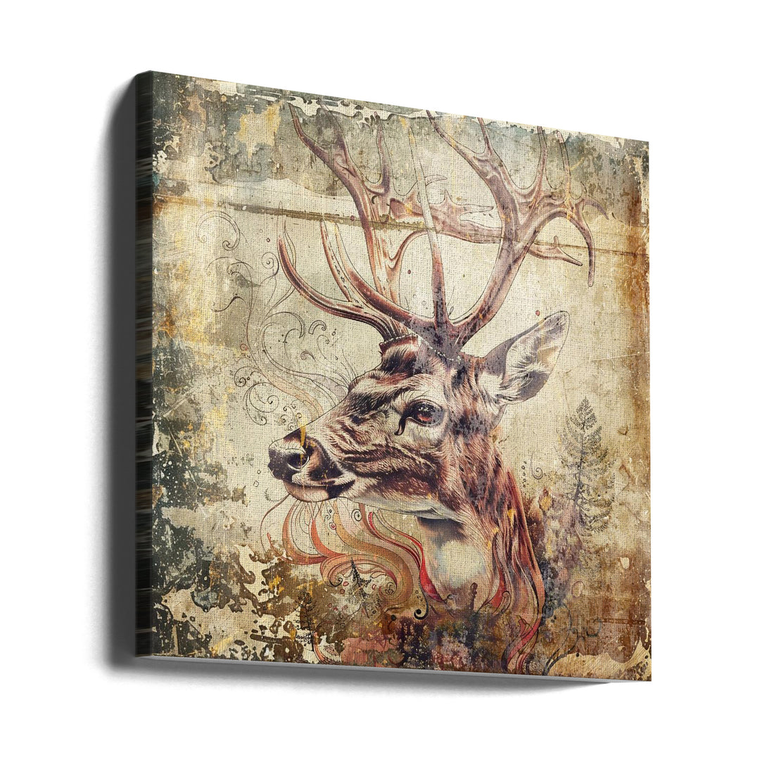 Deer Vintage Art by Rafal Kulik | Wildlife Nature Art, Large Canvas Wall Art Print | Artsy Earth