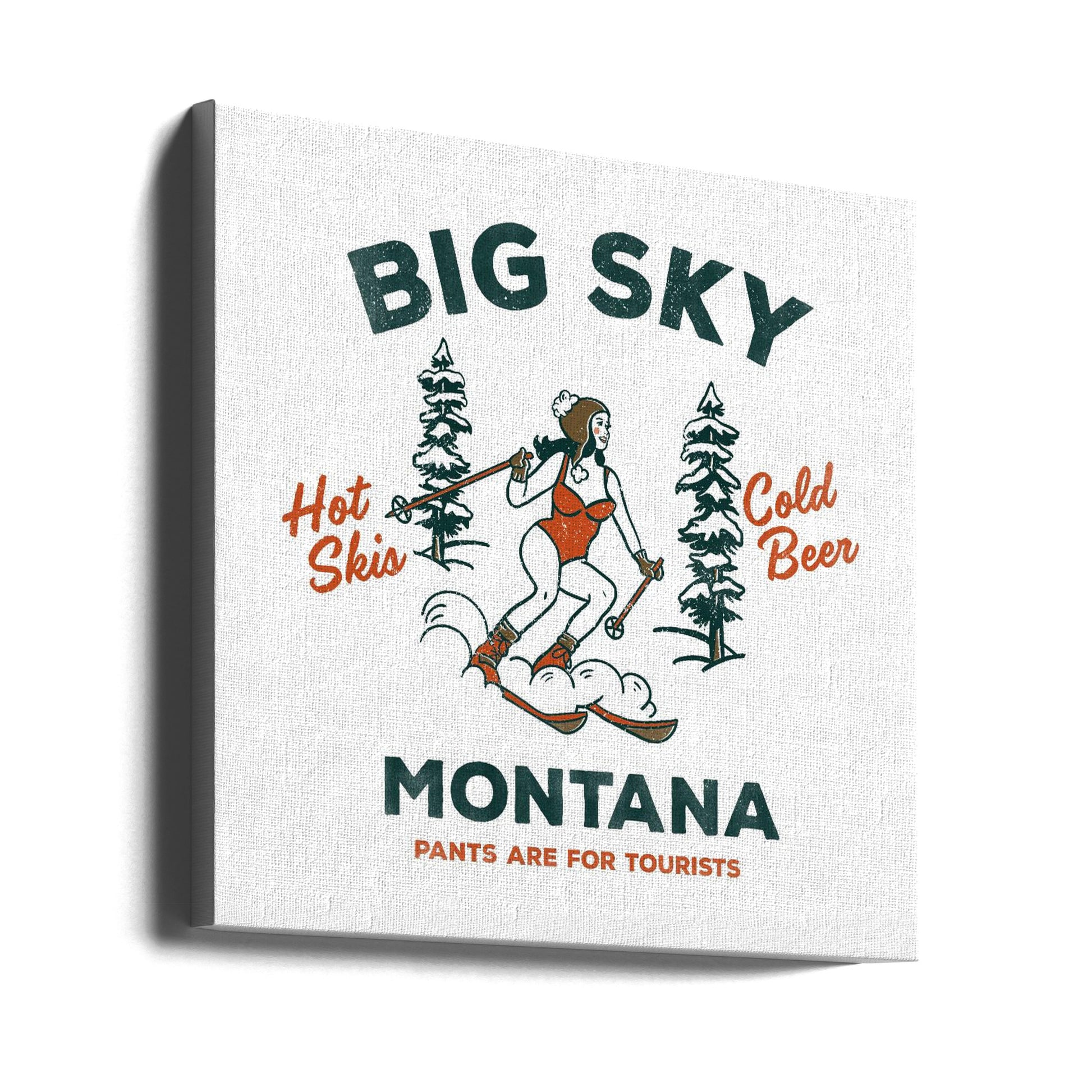 Ski Big Sky Montana by The Whiskey Ginger | Vintage Ski Humor, Large Canvas Wall Art Print | Artsy Earth