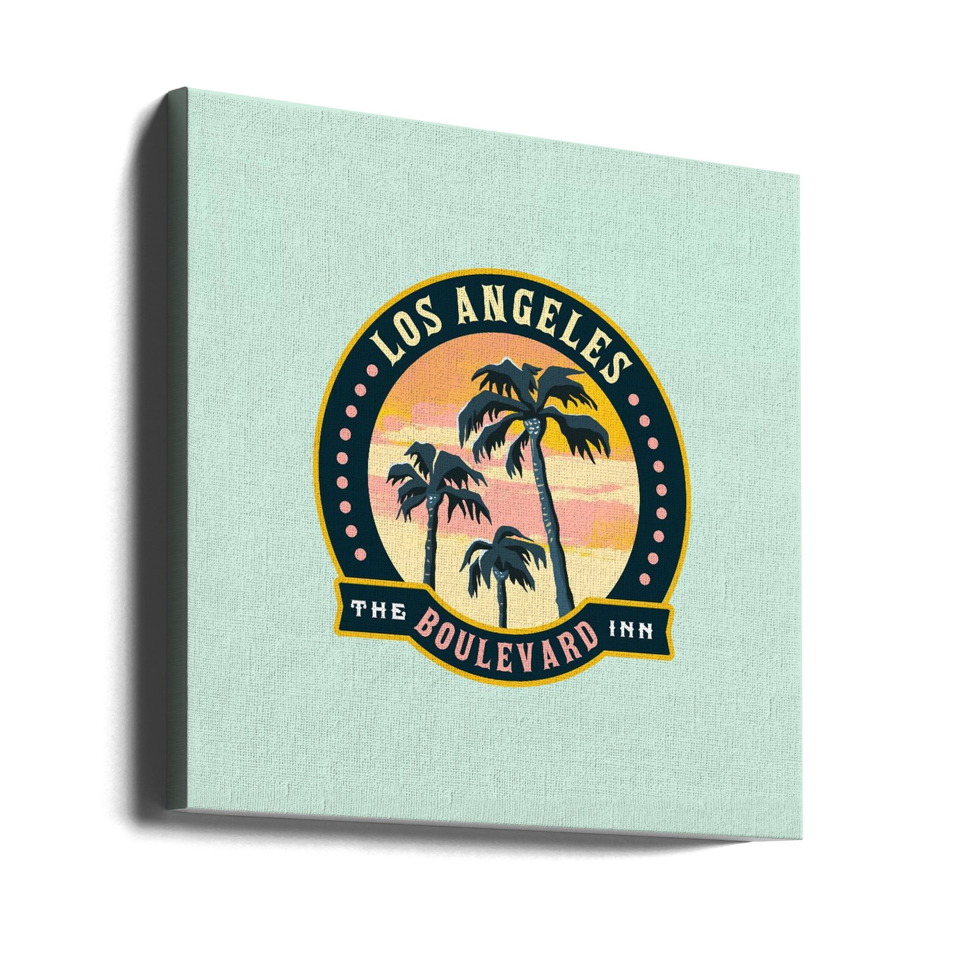 Los Angeles Boulevard Inn by The Whiskey Ginger | Vintage Palm Trees, Large Canvas Wall Art Print | Artsy Earth