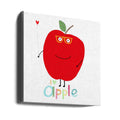 I Love Apple! Happy Apple by Carla Daly | Cute Fruit Illustration, Large Canvas Wall Art Print | Artsy Earth