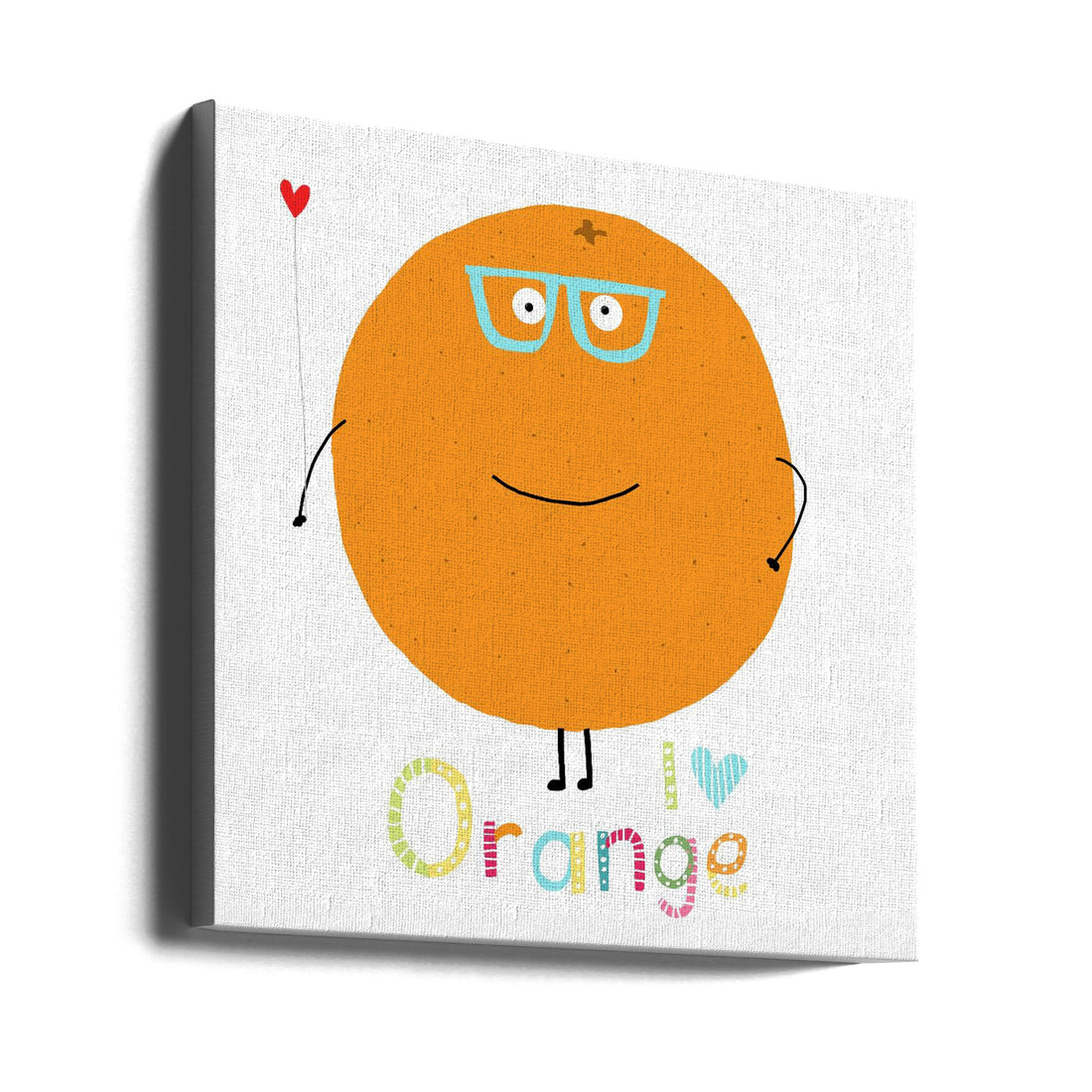 I Love Orange! by Carla Daly | Cute Cartoon Character, Large Canvas Wall Art Print | Artsy Earth