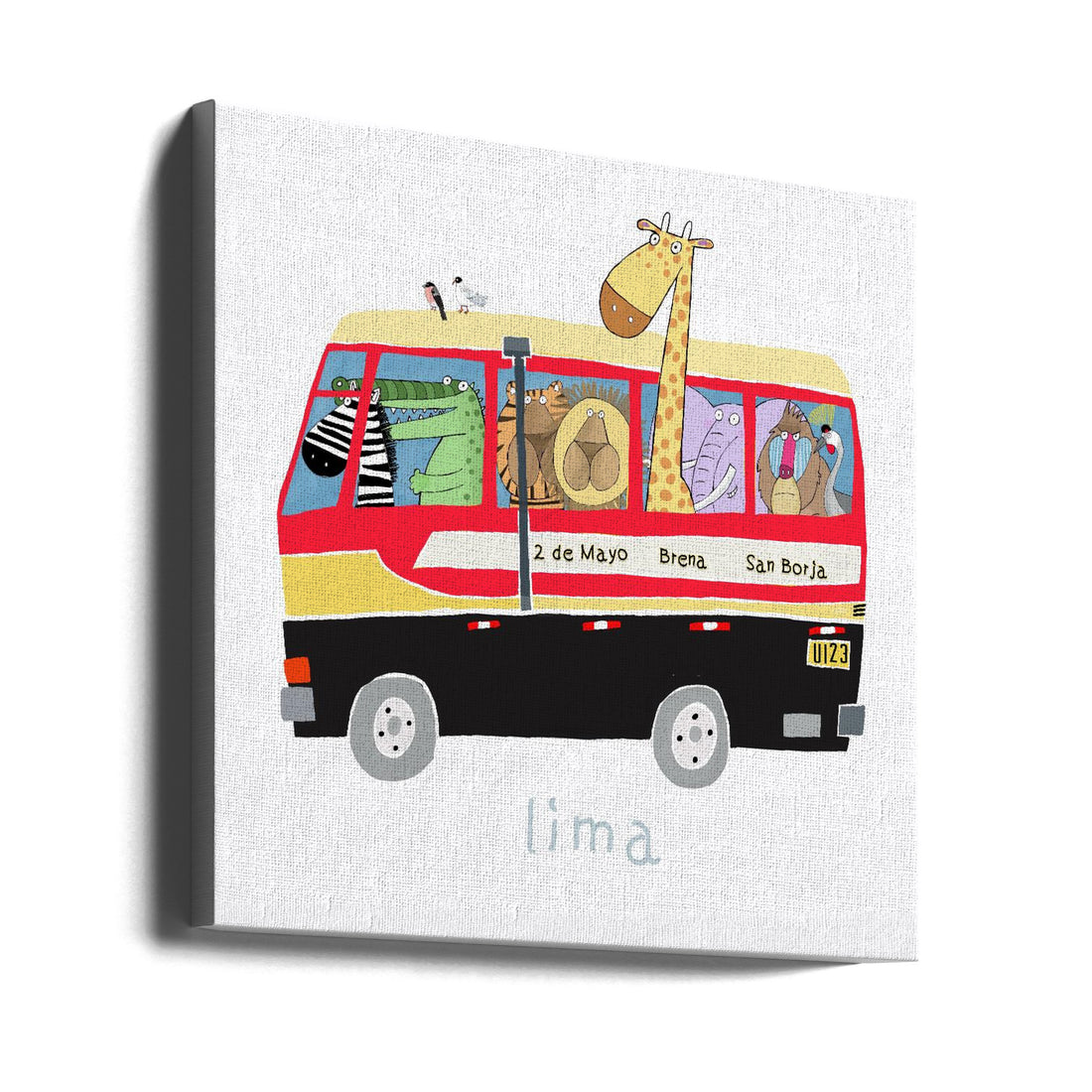 Jungle Animals in a Bus by Carla Daly | Exotic Animal Transport, Large Canvas Wall Art Print | Artsy Earth