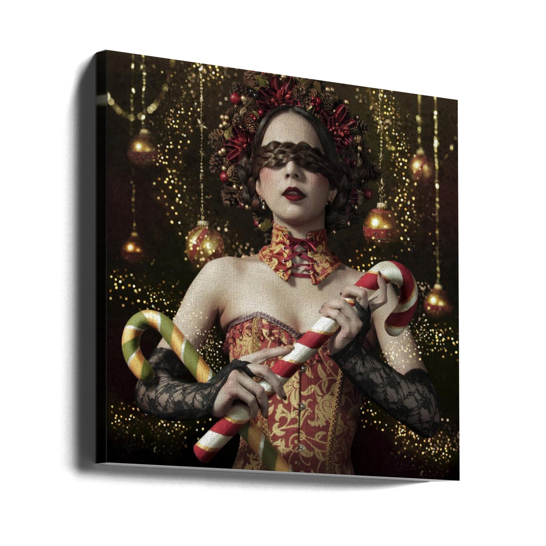 Mistress of the bright night by Kiyo Murakami | Masked Christmas Fantasy, Large Canvas Wall Art Print | Artsy Earth