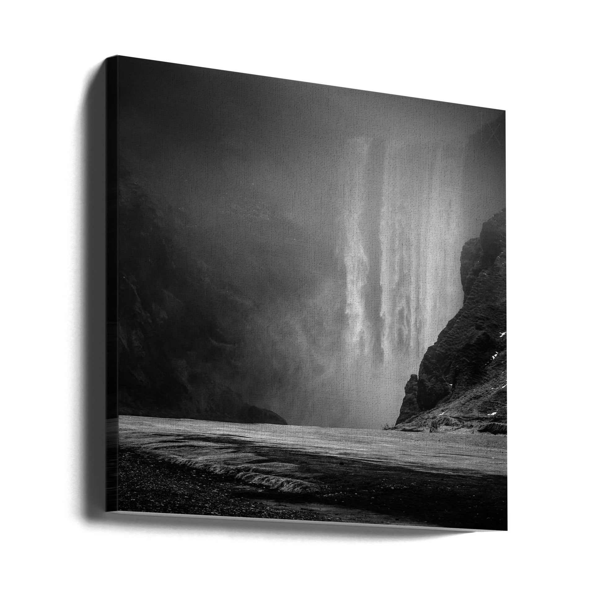 Misty Waterfall by Hervé Loire | Foggy Iceland Landscape, Large Canvas Wall Art Print | Artsy Earth