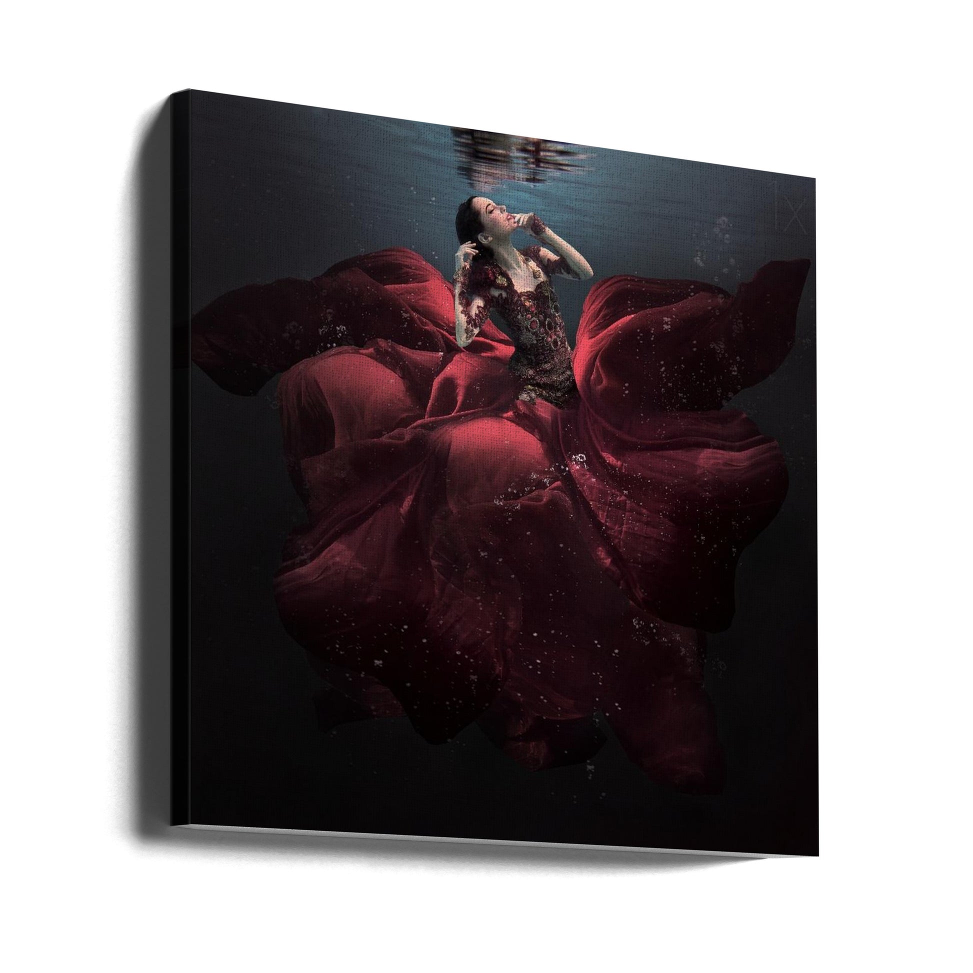 The Lady in Red by Martha Suherman | Underwater Fashion Portrait, Large Canvas Wall Art Print | Artsy Earth